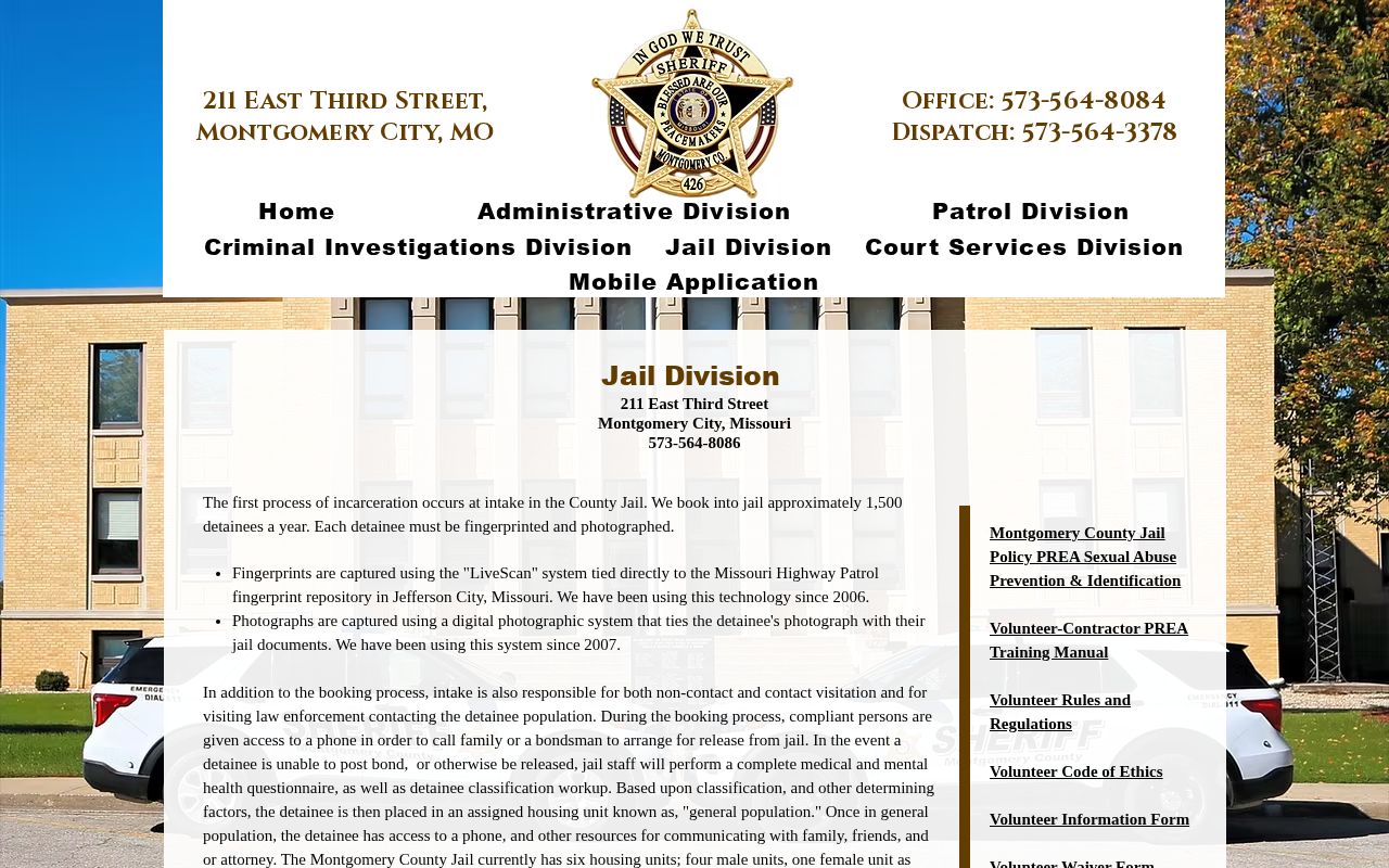 Montgomery County Jail arrest booking and photograph process